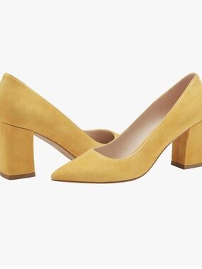 Marc Fisher Mustard Yellow Block Heel Pumps